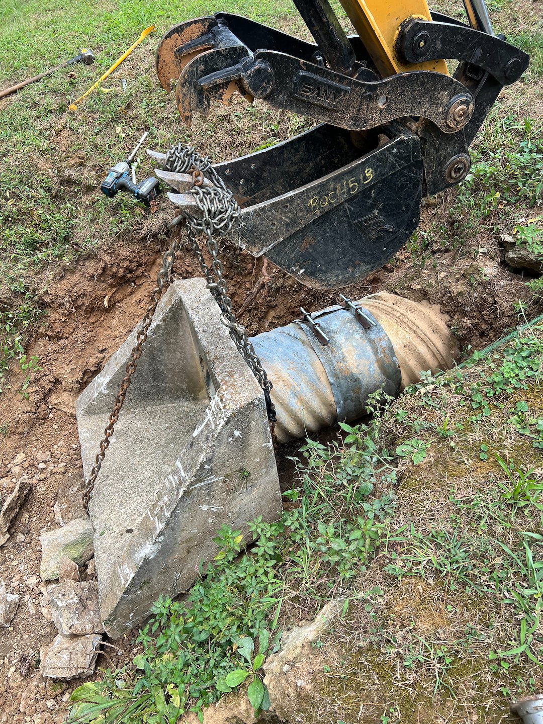 Retention pond maintenance excavation